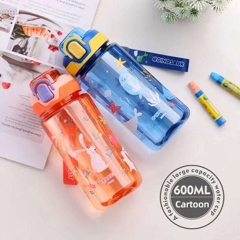 600ml Dinosaur Water Bottle For Kids Water Sippy Cup With Silicone Straw Leakproof Plastic Water Bottles Summer Kids Water Cup 600ml Dinosaur Water Bottle For Kids Water Sippy Cup With Silicone Straw Leakproof Plastic Water Bottles Summer Kids Water Cup