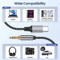 1m 1.5m 2m USB Type C To 3.5Mm Jack AUX Cable DAC USB-C Audio Adapter for Phone Headphones Car HIFI Stereo Sound Audio Connector 1m 1.5m 2m USB Type C To 3.5Mm Jack AUX Cable DAC USB-C Audio Adapter for Phone Headphones Car HIFI Stereo Sound Audio Connector