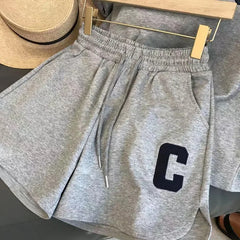  2 Piece Set Women Summer Loose Short Sleeve T-Shirt Casual Shorts Sports Print Letter Casual Suit Large Size Short Pajamas  2 Piece Set Women Summer Loose Short Sleeve T-Shirt Casual Shorts Sports Print Letter Casual Suit Large Size Short Pajamas