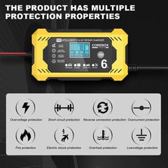 12V6A smart battery charger AGM Start stop battery European regulation full stop reverse protection lead-acid charger 12V6A smart battery charger AGM Start stop battery European regulation full stop reverse protection lead-acid charger