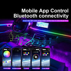 10/14/18 in 1 Led Car Ambient Lights 213 64 Color RGB Symphony Streamer Bluetooth Rainbow Acrylic Strips Atmosphere Lamp Kit 12V 10/14/18 in 1 Led Car Ambient Lights 213 64 Color RGB Symphony Streamer Bluetooth Rainbow Acrylic Strips Atmosphere Lamp Kit 12V