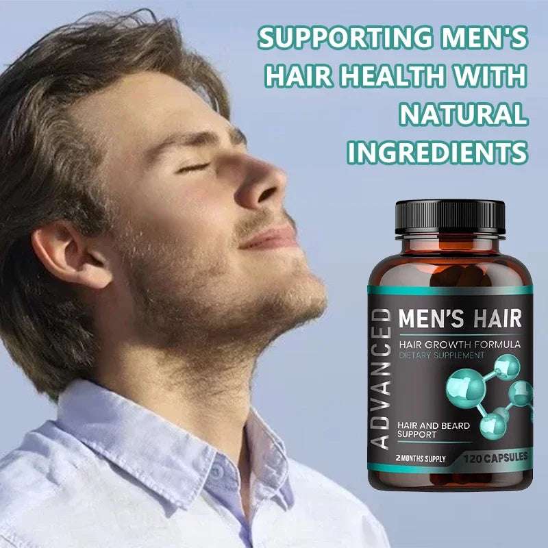 Hair Growth Vitamins for Men - Thick Hair and Beard - Helps with Thinning and Hair Loss, Natural Dietary Supplement Hair Growth Vitamins for Men - Thick Hair and Beard - Helps with Thinning and Hair Loss, Natural Dietary Supplement