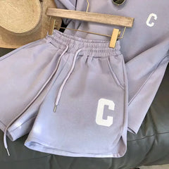  2 Piece Set Women Summer Loose Short Sleeve T-Shirt Casual Shorts Sports Print Letter Casual Suit Large Size Short Pajamas  2 Piece Set Women Summer Loose Short Sleeve T-Shirt Casual Shorts Sports Print Letter Casual Suit Large Size Short Pajamas