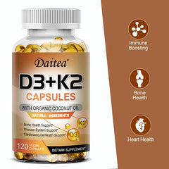 Vitamin K2 (MK7) with D3-5000 IU Supplement-120 Capsules, Immune Support Health, Bone Health, Cardiovascular Health Support Vitamin K2 (MK7) with D3-5000 IU Supplement-120 Capsules, Immune Support Health, Bone Health, Cardiovascular Health Support