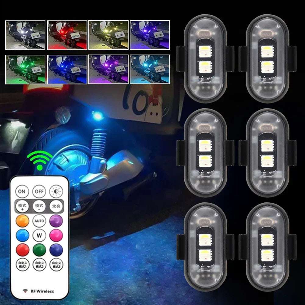 1-6PCS Wireless LED Drone Strobe Light for Motorcycle Car Bike Remote Control Warning Light Indicator Light USB Charging 8Colors 1-6PCS Wireless LED Drone Strobe Light for Motorcycle Car Bike Remote Control Warning Light Indicator Light USB Charging 8Colors
