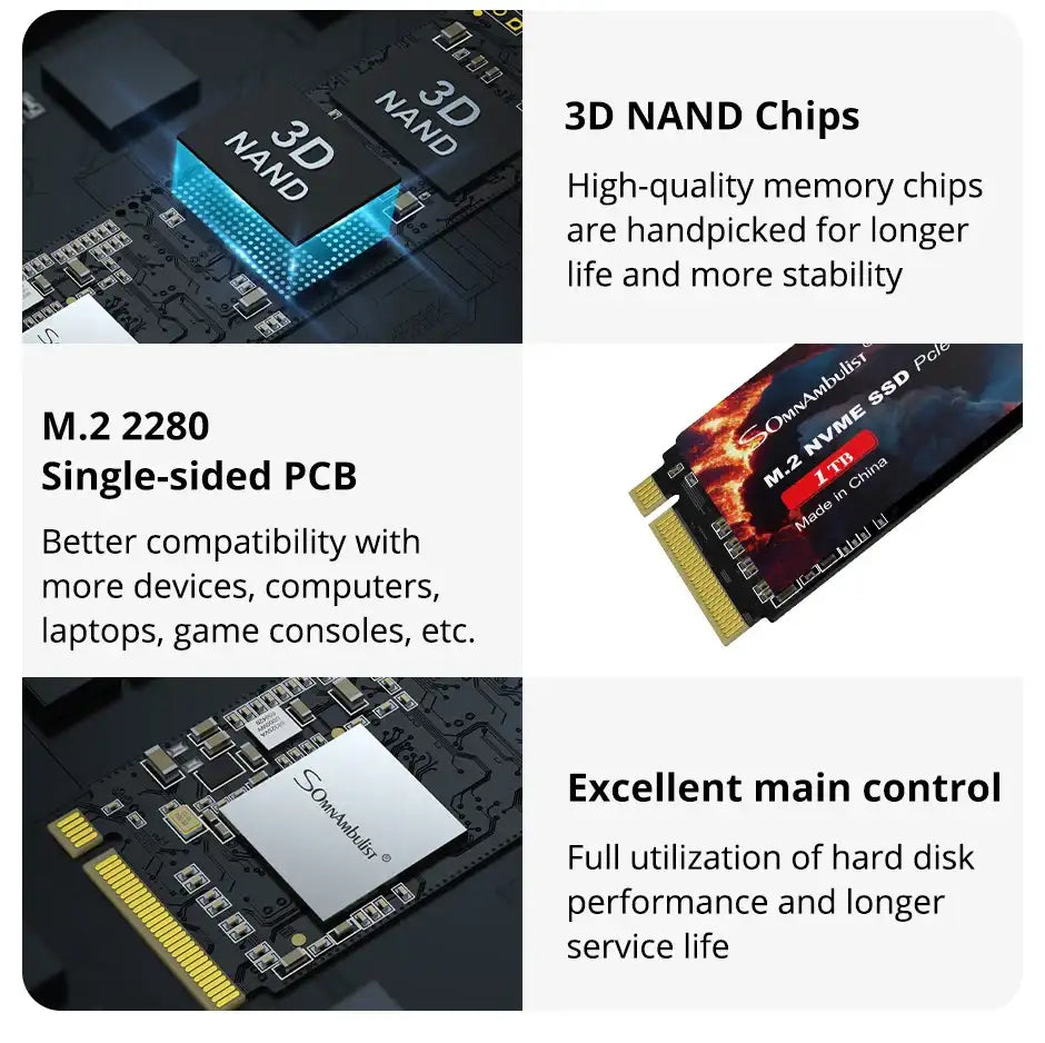 SomnAmbulist SSD M2 NVME 128GB 256GB 512GB 1TB SSD M.2 2280 PCIe 3.0 Internal Solid State Drive For Laptop Desktop Game Console SomnAmbulist SSD M2 NVME 128GB 256GB 512GB 1TB SSD M.2 2280 PCIe 3.0 Internal Solid State Drive For Laptop Desktop Game Console