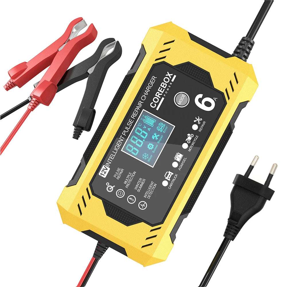 12V6A smart battery charger AGM Start stop battery European regulation full stop reverse protection lead-acid charger 12V6A smart battery charger AGM Start stop battery European regulation full stop reverse protection lead-acid charger