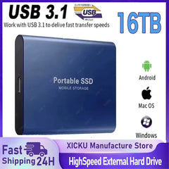 XIKCU Portable Hard Drive 16TB Solid Disk High Speed External Hard Disk USB 3.1 Type-C Solid State Drive for PC/Phone/Loptop XIKCU Portable Hard Drive 16TB Solid Disk High Speed External Hard Disk USB 3.1 Type-C Solid State Drive for PC/Phone/Loptop