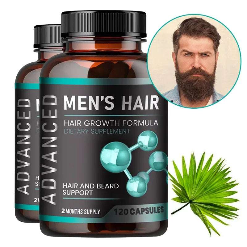 Hair Growth Vitamins for Men - Thick Hair and Beard - Helps with Thinning and Hair Loss, Natural Dietary Supplement Hair Growth Vitamins for Men - Thick Hair and Beard - Helps with Thinning and Hair Loss, Natural Dietary Supplement