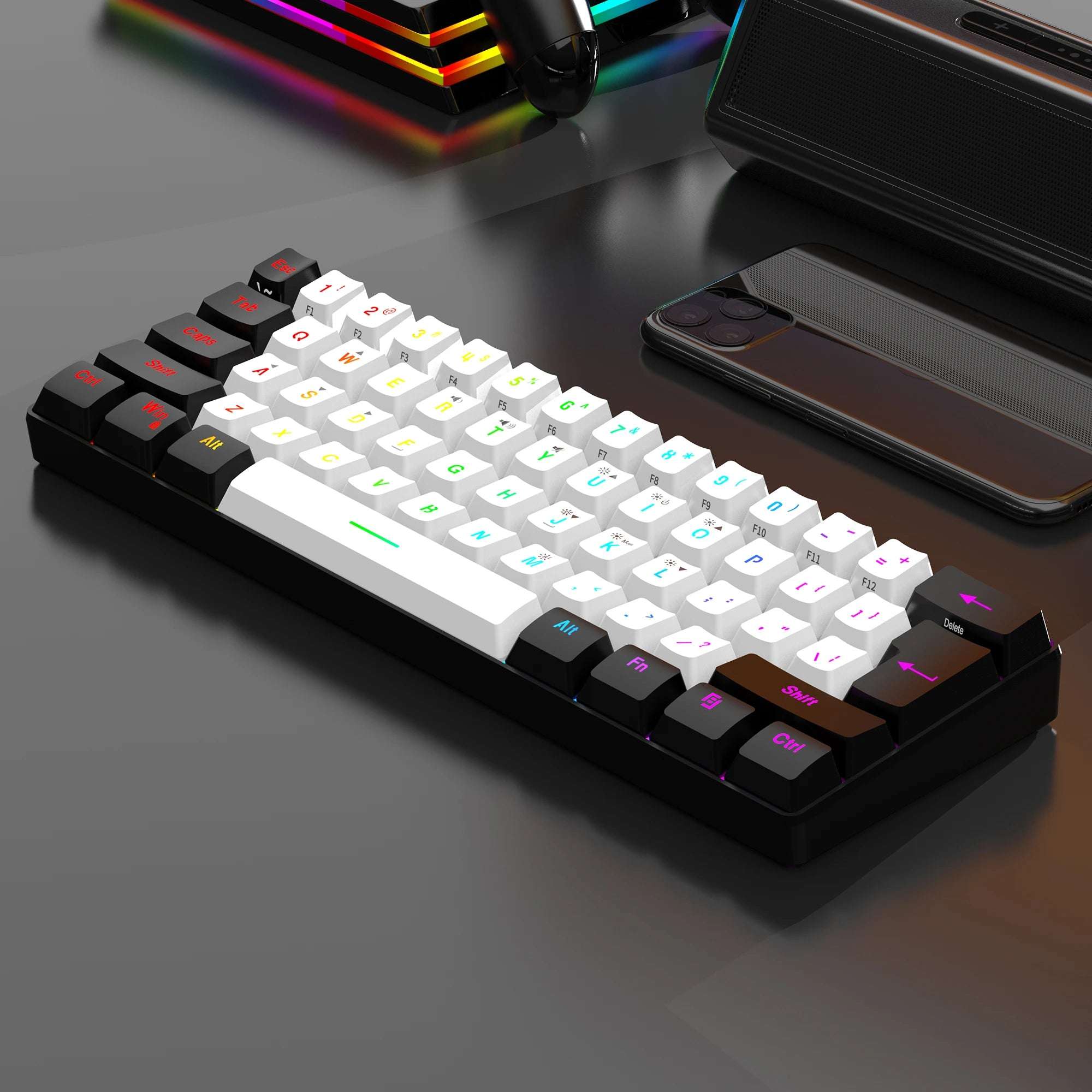60% wired gaming keyboard, RGB backlight ultra compact mini keyboard, waterproof small compact 61 key keyboard for pc/Mac gamers 60% wired gaming keyboard, RGB backlight ultra compact mini keyboard, waterproof small compact 61 key keyboard for pc/Mac gamers