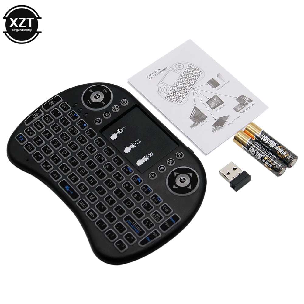 2.4G Mini Wireless Keyboard 3 Color Backlit I8 English Russian Air Mouse Touchpad Remote Control For Laptop TV BOX USB Receiver 2.4G Mini Wireless Keyboard 3 Color Backlit I8 English Russian Air Mouse Touchpad Remote Control For Laptop TV BOX USB Receiver