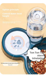 Pet Bowls With Water Feeder, 3 In 1 Ear Design Tilted Cat Water And Food Bowl Set With Gravity Water Bottle For Neck Protection Pet Bowls With Water Feeder, 3 In 1 Ear Design Tilted Cat Water And Food Bowl Set With Gravity Water Bottle For Neck Protection