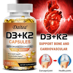 Vitamin K2 (MK7) with D3-5000 IU Supplement-120 Capsules, Immune Support Health, Bone Health, Cardiovascular Health Support Vitamin K2 (MK7) with D3-5000 IU Supplement-120 Capsules, Immune Support Health, Bone Health, Cardiovascular Health Support