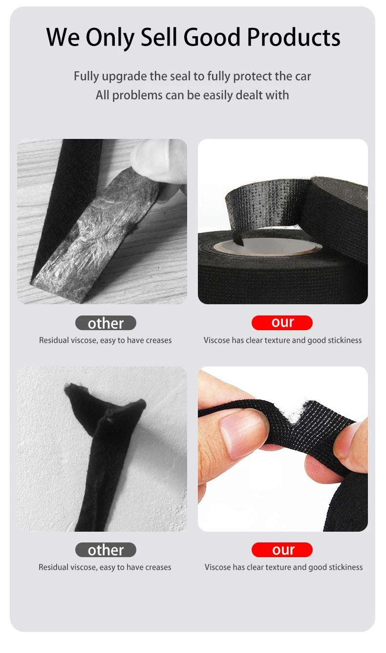 15M Heat-resistant Adhesive Cloth Fabric Tape For Car Auto Cable Harness Wiring Loom Protection Mute To Eliminate Abnormal Noise 15M Heat-resistant Adhesive Cloth Fabric Tape For Car Auto Cable Harness Wiring Loom Protection Mute To Eliminate Abnormal Noise