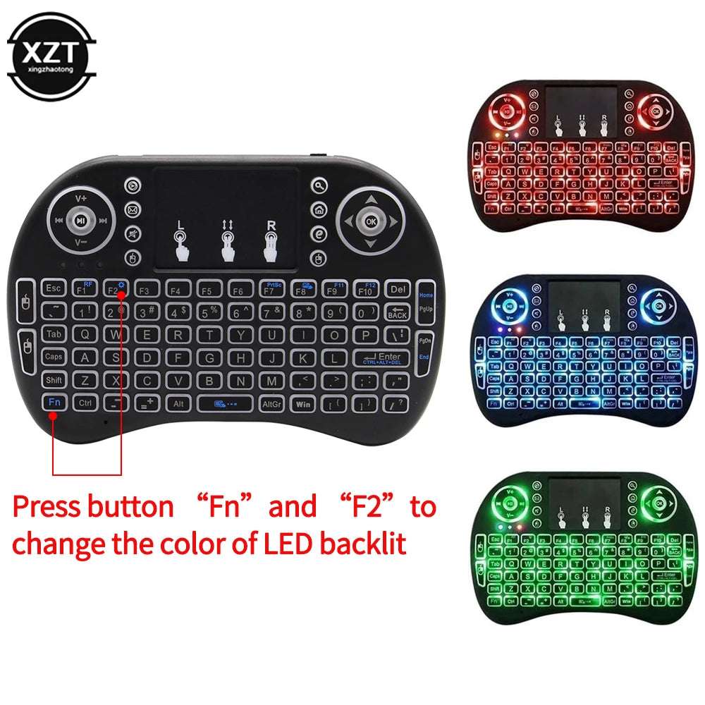 2.4G Mini Wireless Keyboard 3 Color Backlit I8 English Russian Air Mouse Touchpad Remote Control For Laptop TV BOX USB Receiver 2.4G Mini Wireless Keyboard 3 Color Backlit I8 English Russian Air Mouse Touchpad Remote Control For Laptop TV BOX USB Receiver
