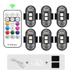1-6PCS Wireless LED Drone Strobe Light for Motorcycle Car Bike Remote Control Warning Light Indicator Light USB Charging 8Colors 1-6PCS Wireless LED Drone Strobe Light for Motorcycle Car Bike Remote Control Warning Light Indicator Light USB Charging 8Colors