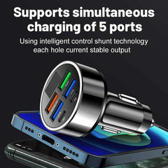 100W 6 Ports Car Charger Fast Charging PD QC3.0 USB C Car Phone Charger Type C Adapter in Car For iPhone Samsung Huawei Xiaomi 100W 6 Ports Car Charger Fast Charging PD QC3.0 USB C Car Phone Charger Type C Adapter in Car For iPhone Samsung Huawei Xiaomi