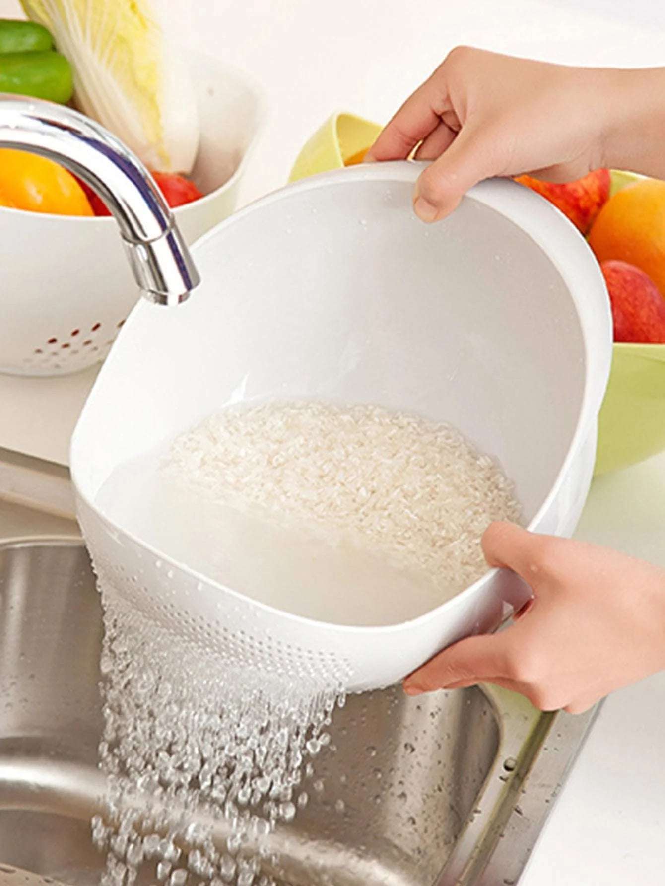 1/3pcs- Colander Rice Bowl Drain Basket Fruit Bowl Washing Drain Basket with Handle Washing Basket Home Kitchen Organizer 1/3pcs- Colander Rice Bowl Drain Basket Fruit Bowl Washing Drain Basket with Handle Washing Basket Home Kitchen Organizer