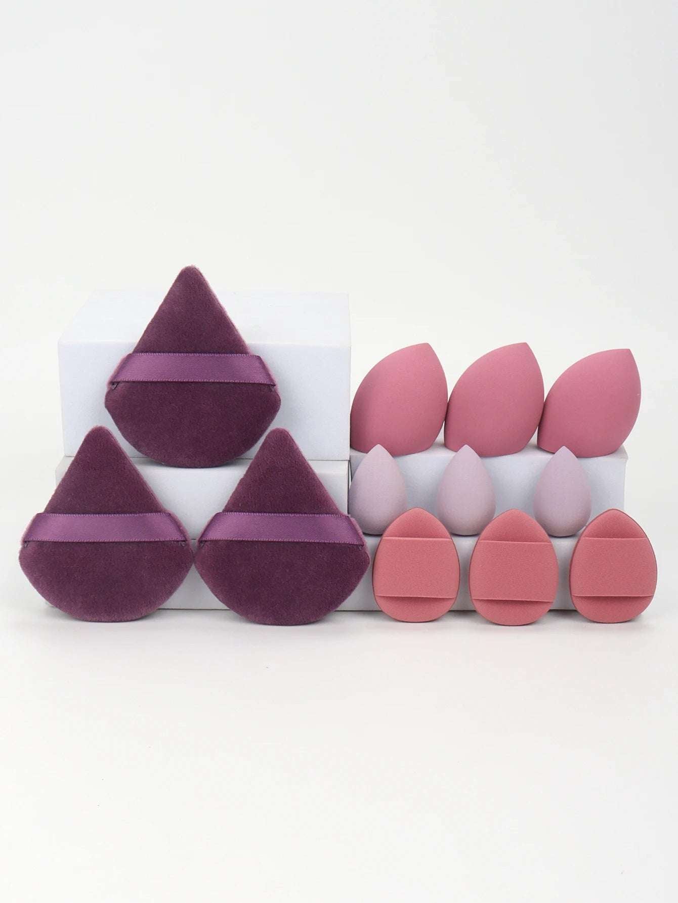 12-Piece All-Purpose Makeup Sponge Set, Made of 3 Loose Powder Puffs, 3 Mini Air Cushion Puffs, 3 Beauty Eggs and 3 Mini Beauty 12-Piece All-Purpose Makeup Sponge Set, Made of 3 Loose Powder Puffs, 3 Mini Air Cushion Puffs, 3 Beauty Eggs and 3 Mini Beauty