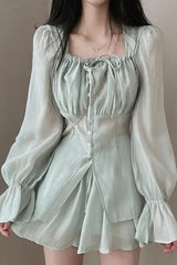 「MD」Spring Faion Women's Long Sve Sun Protection irt Top High Waist orts Set Ele Commute Sle A-Line Skirt 「MD」Spring Faion Women's Long Sve Sun Protection irt Top High Waist orts Set Ele Commute Sle A-Line Skirt