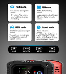 12v/24v Fully Automatic Battery Charger 7-segment Smart Car Battery Charger Pulse Repair for Agm Gel Wet Lead Acid Charging 12v/24v Fully Automatic Battery Charger 7-segment Smart Car Battery Charger Pulse Repair for Agm Gel Wet Lead Acid Charging