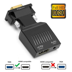 1080P HD VGA To HDMI-compatible Adapter With 3.5mm Audio Cable To HDTV Projector Video Audio Converter For PC Laptop Monitor 1080P HD VGA To HDMI-compatible Adapter With 3.5mm Audio Cable To HDTV Projector Video Audio Converter For PC Laptop Monitor