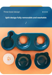 Pet Bowls With Water Feeder, 3 In 1 Ear Design Tilted Cat Water And Food Bowl Set With Gravity Water Bottle For Neck Protection Pet Bowls With Water Feeder, 3 In 1 Ear Design Tilted Cat Water And Food Bowl Set With Gravity Water Bottle For Neck Protection