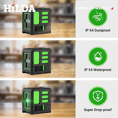 HILDA Laser Level 2 lines/5 Lines 360 Automatic Leveling Level Construction Tool Equipment Green Light Cross Laser Good Gift HILDA Laser Level 2 lines/5 Lines 360 Automatic Leveling Level Construction Tool Equipment Green Light Cross Laser Good Gift