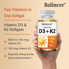 Vitamin D3 + K2 with Organic Virgin Coconut Oil, Vegan D3 (5000iu) with MK7 Vitamin K2 (100mcg), Supports Bone Health Supplement Vitamin D3 + K2 with Organic Virgin Coconut Oil, Vegan D3 (5000iu) with MK7 Vitamin K2 (100mcg), Supports Bone Health Supplement