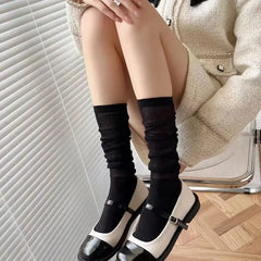 1/2 Pairs Women Lolita Thin Mid Length Socks Are Comfortable Breathable Knee-socks Lace Casual Soft Solid Simple Vertical Socks 1/2 Pairs Women Lolita Thin Mid Length Socks Are Comfortable Breathable Knee-socks Lace Casual Soft Solid Simple Vertical Socks