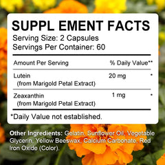 مكمل اللوتين والزياكسانثين - لتخفيف إجهاد العين والجفاف والبقع الصفراء، وفيتامينات العين لصحة القلب والأوعية الدموية للبالغين مكمل اللوتين والزياكسانثين - لتخفيف إجهاد العين والجفاف والبقع الصفراء، وفيتامينات العين لصحة القلب والأوعية الدموية للبالغين