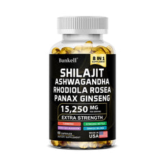 15250mg Shilajit Capsules with Ginseng Ashwagandha Turmeric, Energy Supplement Muscle Mass Endurance 15250mg Shilajit Capsules with Ginseng Ashwagandha Turmeric, Energy Supplement Muscle Mass Endurance