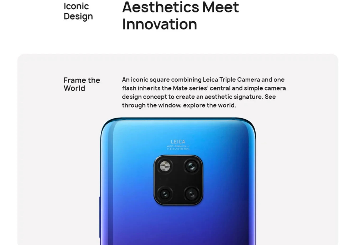 Huawei Mate 20 Pro 8GB 256GB unlocked blue gradient rear with square Leica triple camera module and flash Huawei Mate 20 Pro 8GB 256GB unlocked blue gradient rear with square Leica triple camera module and flash