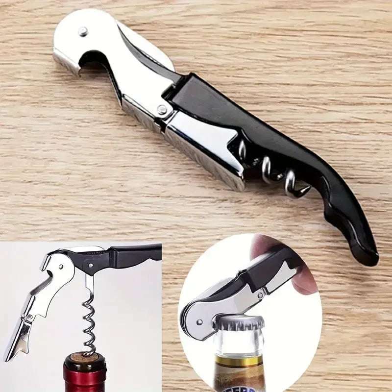 1pc Premium Stainless Steel Wine Bottle Opener - Multi-Functional Cork Screw & Beer Cap Remover for Bar, Kitchen, Home Use 1pc Premium Stainless Steel Wine Bottle Opener - Multi-Functional Cork Screw & Beer Cap Remover for Bar, Kitchen, Home Use