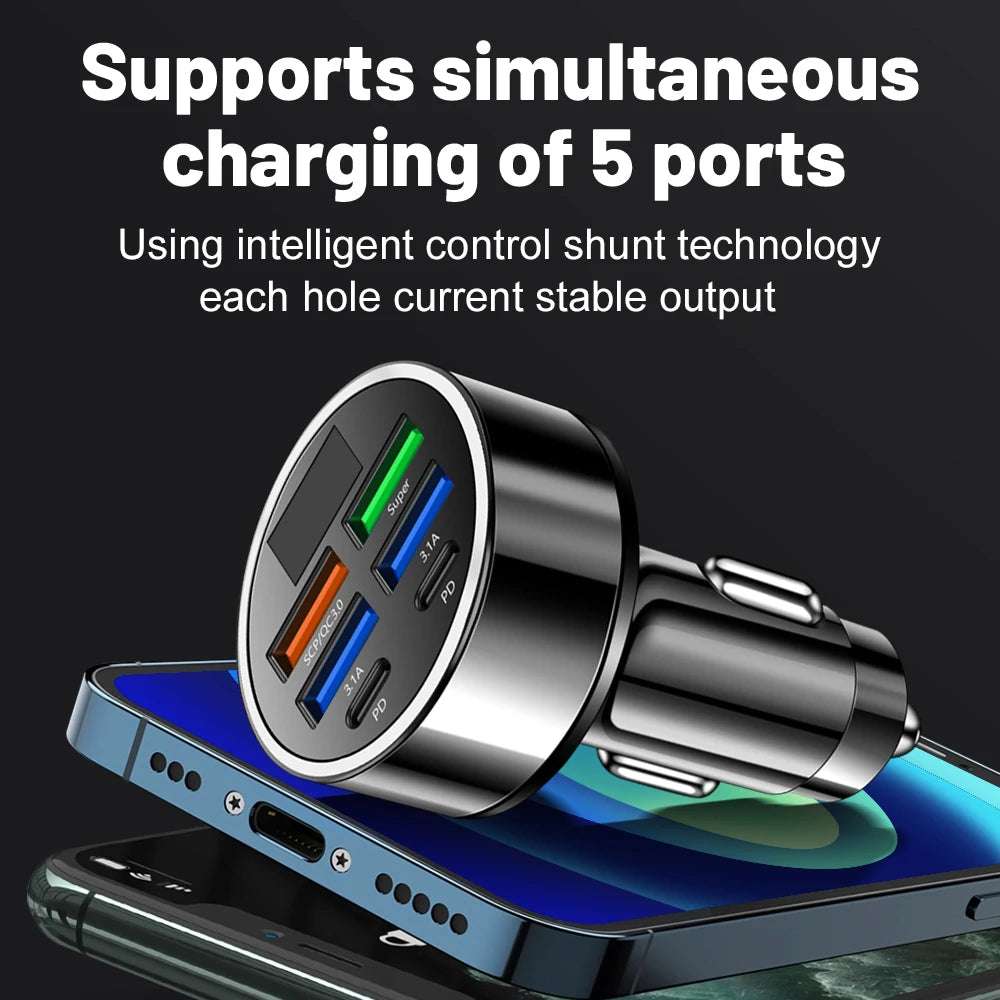100W 6 Ports Car Charger Fast Charging PD QC3.0 USB C Car Phone Charger Type C Adapter in Car For iPhone Samsung Huawei Xiaomi 100W 6 Ports Car Charger Fast Charging PD QC3.0 USB C Car Phone Charger Type C Adapter in Car For iPhone Samsung Huawei Xiaomi