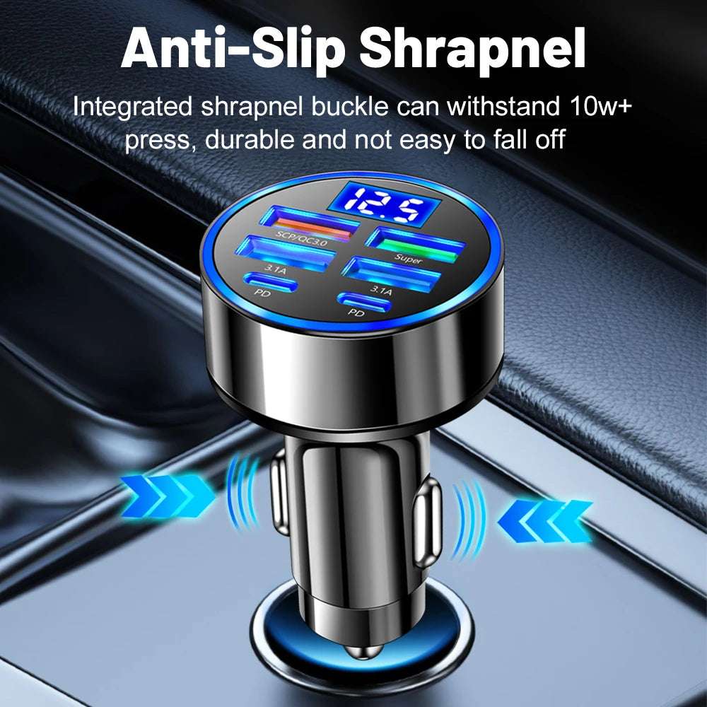 100W 6 Ports Car Charger Fast Charging PD QC3.0 USB C Car Phone Charger Type C Adapter in Car For iPhone Samsung Huawei Xiaomi 100W 6 Ports Car Charger Fast Charging PD QC3.0 USB C Car Phone Charger Type C Adapter in Car For iPhone Samsung Huawei Xiaomi