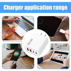 120W 4 Port USB Type C Charger Fast Charging Data Cable USB Phone Charger Adapter for Samsung IPhone Xiaomi Huawei Wall Charger 120W 4 Port USB Type C Charger Fast Charging Data Cable USB Phone Charger Adapter for Samsung IPhone Xiaomi Huawei Wall Charger