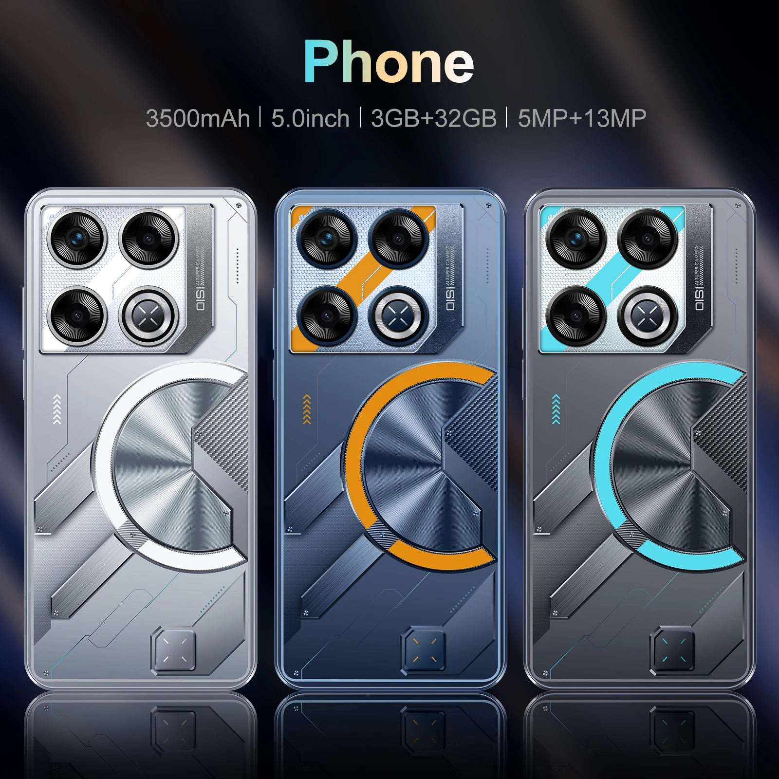 XS22 Android smartphone UAE by Mumzar showing three metallic back phones with quad cameras 3500mAh 5 inch XS22 Android smartphone UAE by Mumzar showing three metallic back phones with quad cameras 3500mAh 5 inch