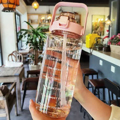 2L Water Bottle Portable Straw Plastic Water Cup for Outdoor Sports Fitness Adult High Value Big Fat Cup with Time Marker 2L Water Bottle Portable Straw Plastic Water Cup for Outdoor Sports Fitness Adult High Value Big Fat Cup with Time Marker