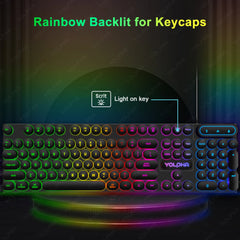 104keys Punk Retro Keyboard Rainbow Backlight Wired Keyboard RGB Backlit Breathing Light Gaming Ergonomic Keyboard for Office PC 104keys Punk Retro Keyboard Rainbow Backlight Wired Keyboard RGB Backlit Breathing Light Gaming Ergonomic Keyboard for Office PC