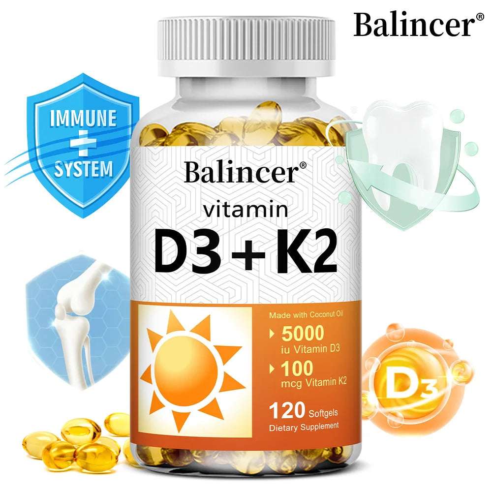 Vitamin D3 + K2 with Organic Virgin Coconut Oil, Vegan D3 (5000iu) with MK7 Vitamin K2 (100mcg), Supports Bone Health Supplement Vitamin D3 + K2 with Organic Virgin Coconut Oil, Vegan D3 (5000iu) with MK7 Vitamin K2 (100mcg), Supports Bone Health Supplement