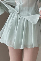 「MD」Spring Faion Women's Long Sve Sun Protection irt Top High Waist orts Set Ele Commute Sle A-Line Skirt 「MD」Spring Faion Women's Long Sve Sun Protection irt Top High Waist orts Set Ele Commute Sle A-Line Skirt