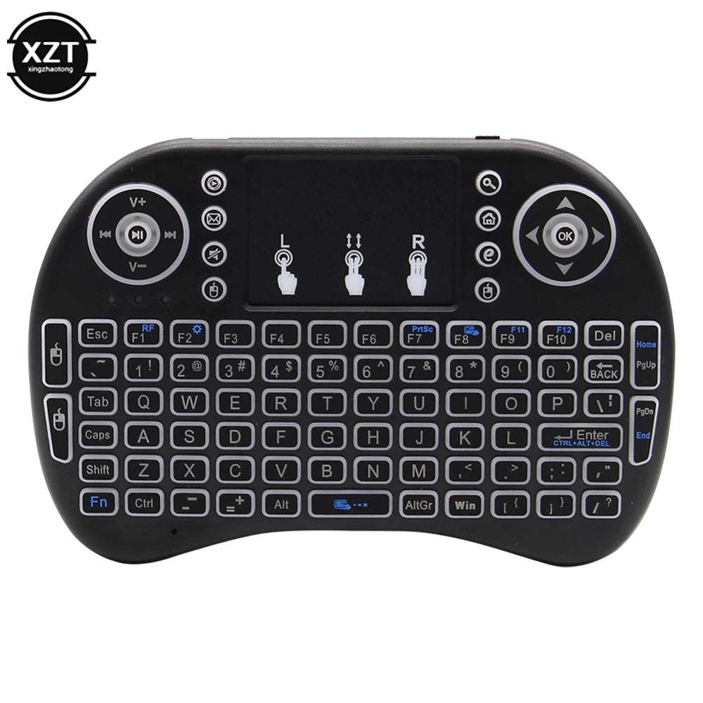 2.4G Mini Wireless Keyboard 3 Color Backlit I8 English Russian Air Mouse Touchpad Remote Control For Laptop TV BOX USB Receiver 2.4G Mini Wireless Keyboard 3 Color Backlit I8 English Russian Air Mouse Touchpad Remote Control For Laptop TV BOX USB Receiver