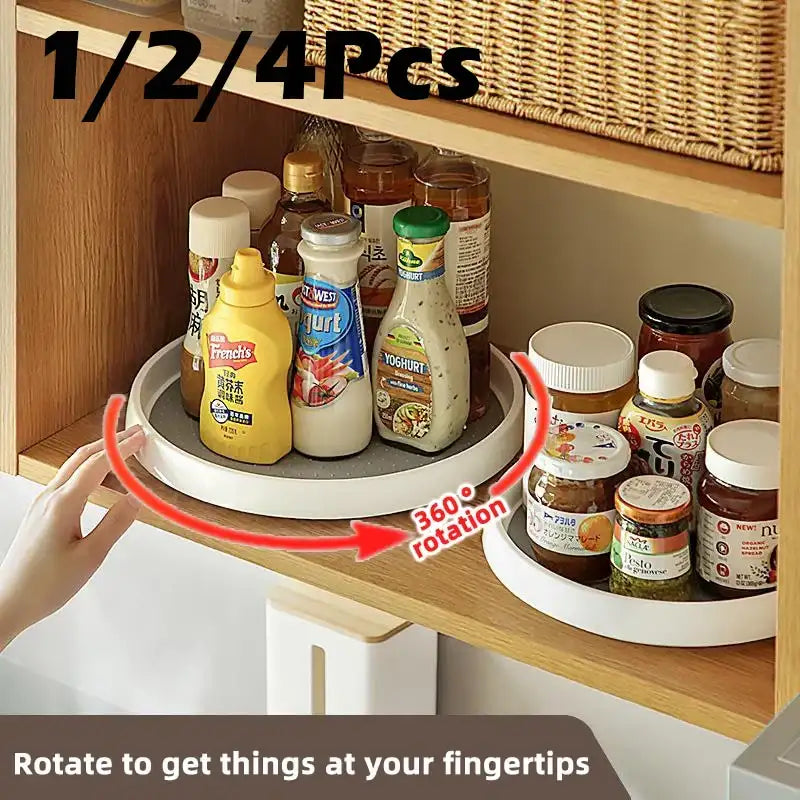 1/4Pcs 360 Rotatable Anti Sliding Kitchen Condiment Rotatable Storage Rack Tableware Cabinet Round Multi Functional Storage Rack 1/4Pcs 360 Rotatable Anti Sliding Kitchen Condiment Rotatable Storage Rack Tableware Cabinet Round Multi Functional Storage Rack