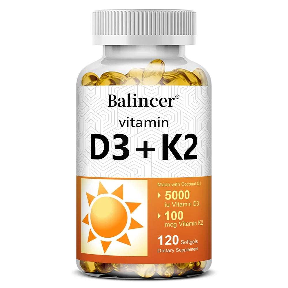 Vitamin D3 + K2 with Organic Virgin Coconut Oil, Vegan D3 (5000iu) with MK7 Vitamin K2 (100mcg), Supports Bone Health Supplement Vitamin D3 + K2 with Organic Virgin Coconut Oil, Vegan D3 (5000iu) with MK7 Vitamin K2 (100mcg), Supports Bone Health Supplement