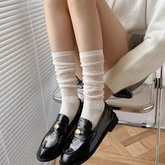 1/2 Pairs Women Lolita Thin Mid Length Socks Are Comfortable Breathable Knee-socks Lace Casual Soft Solid Simple Vertical Socks 1/2 Pairs Women Lolita Thin Mid Length Socks Are Comfortable Breathable Knee-socks Lace Casual Soft Solid Simple Vertical Socks
