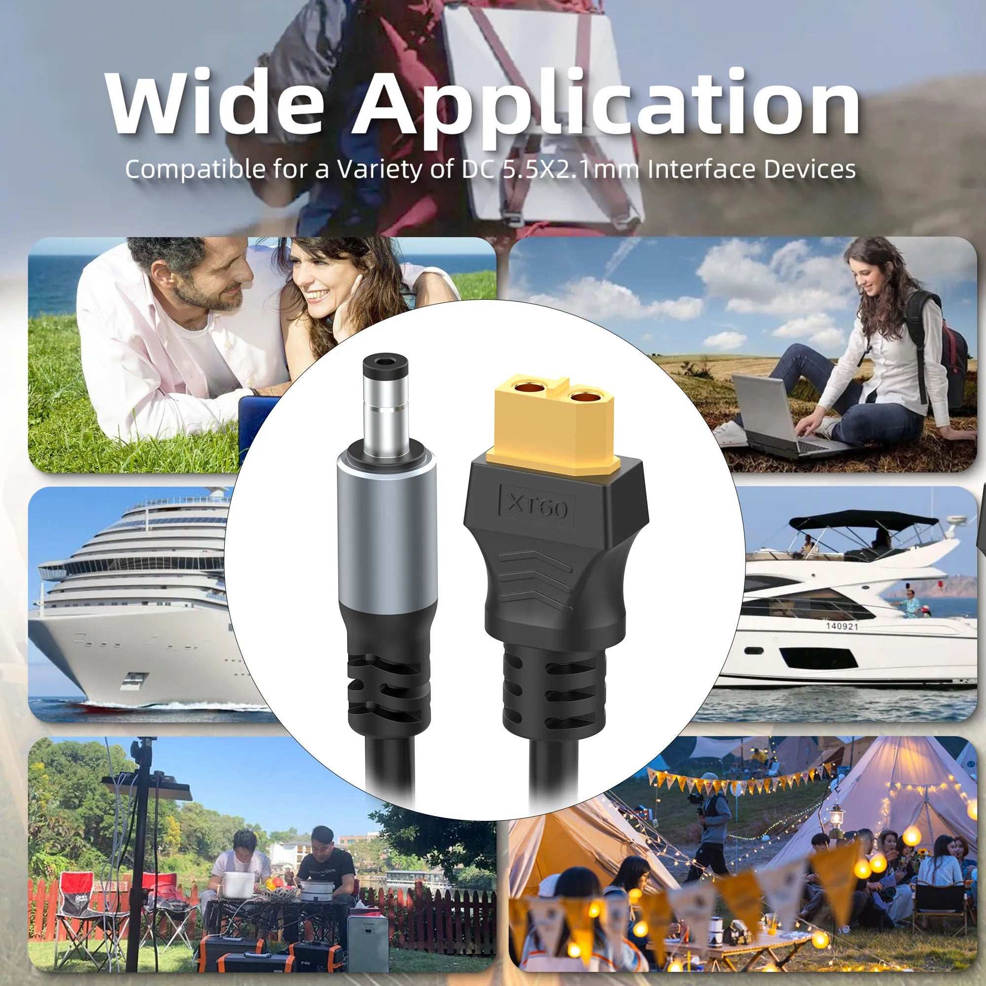 16AWG XT60 Female To DC5521 Male Power Cable Adapter for Solar Power Station and Laptops 16AWG XT60 Female To DC5521 Male Power Cable Adapter for Solar Power Station and Laptops