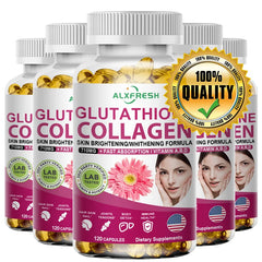 كبسولات ألكفريش ببتيد الكولاجين والجلوتاثيون والبيوتين وحمض الهيالورونيك مع الفيتامينات المعقدة - مكمل غذائي خالٍ من الغلوتين كبسولات ألكفريش ببتيد الكولاجين والجلوتاثيون والبيوتين وحمض الهيالورونيك مع الفيتامينات المعقدة - مكمل غذائي خالٍ من الغلوتين