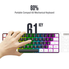 60% wired gaming keyboard, RGB backlight ultra compact mini keyboard, waterproof small compact 61 key keyboard for pc/Mac gamers 60% wired gaming keyboard, RGB backlight ultra compact mini keyboard, waterproof small compact 61 key keyboard for pc/Mac gamers