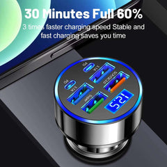 100W 6 Ports Car Charger Fast Charging PD QC3.0 USB C Car Phone Charger Type C Adapter in Car For iPhone Samsung Huawei Xiaomi 100W 6 Ports Car Charger Fast Charging PD QC3.0 USB C Car Phone Charger Type C Adapter in Car For iPhone Samsung Huawei Xiaomi